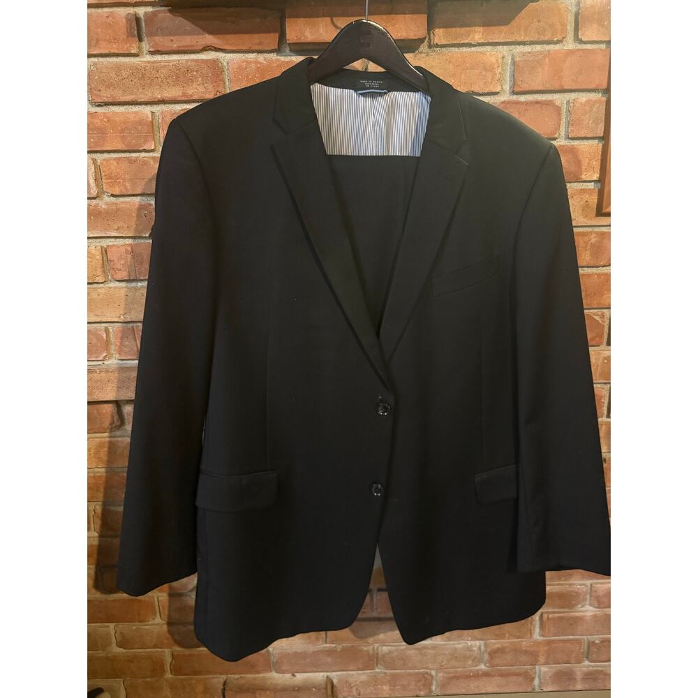 Tommy Hilfiger Set Men’s 2XL 100% Wool Sports Coat Blazer + Pants Black